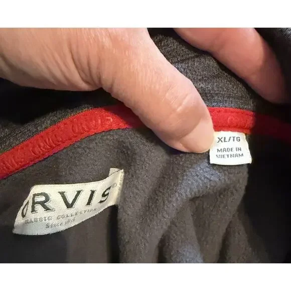 Orvis Bonded Mesh Jacket Gray Full Zip Mock Neck Fleece Mens Size XL Gorp Core - Picture 7 of 7